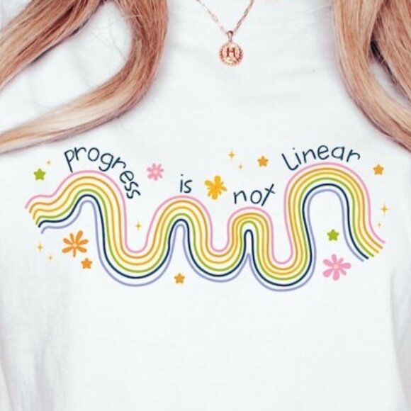 Progress Is Not Linear Therapist Teacher Support Fan Gift Graphic T-Shirt 159 - Picture 2 of 5